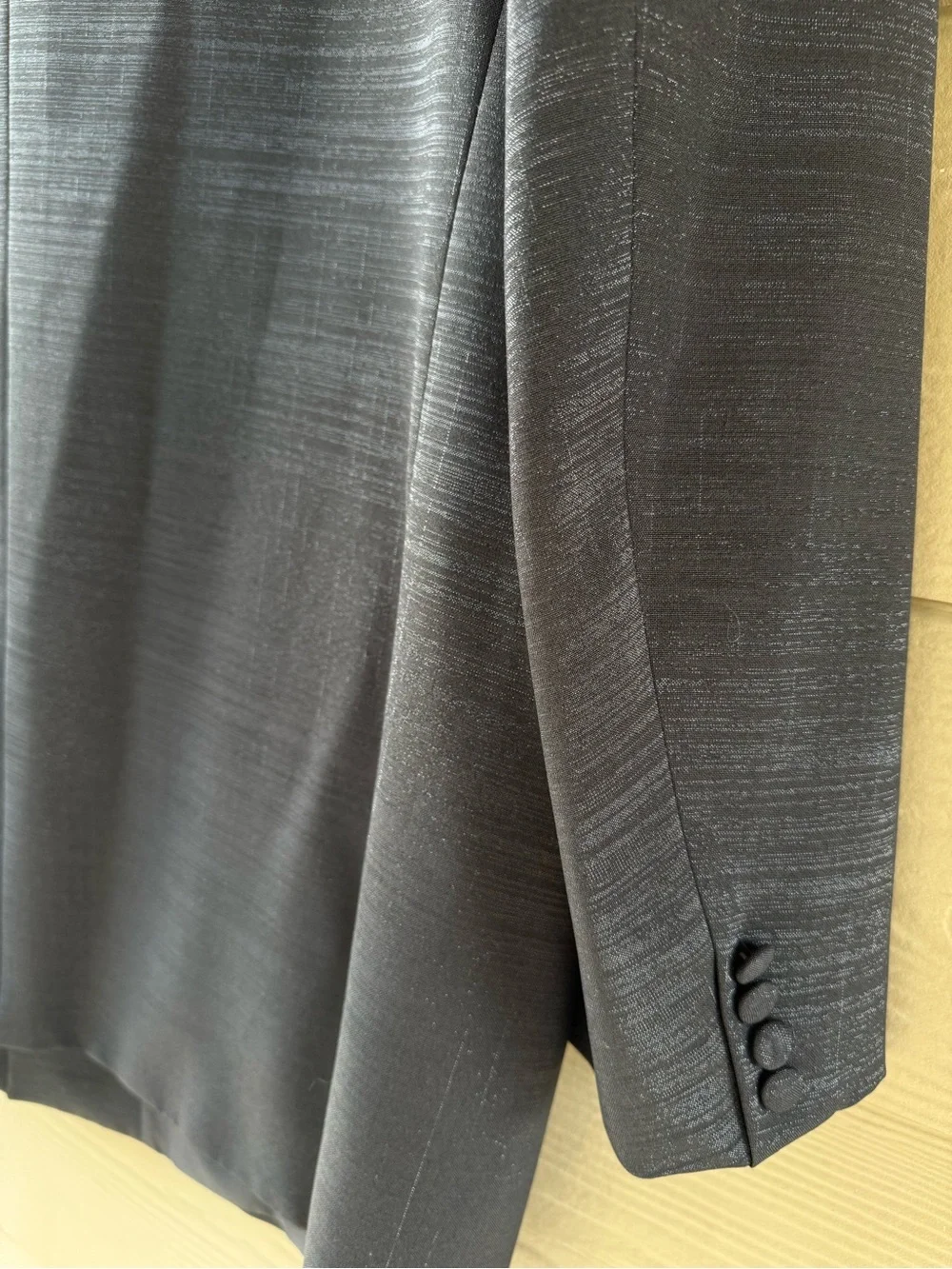 Falcone Men's Black Silver Polyester Jacket Blazer & Pants 2pc Suit Size 52L/47L